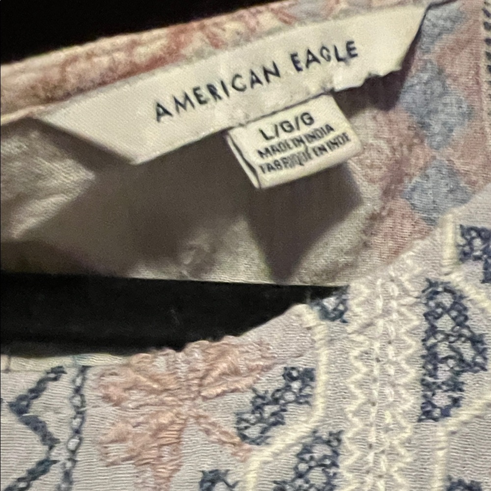 American Eagle Patchwork Peasant Top Embroidered … - image 5